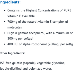 UNIQUE E High Gamma Mixed Tocopherol 180 Softgels