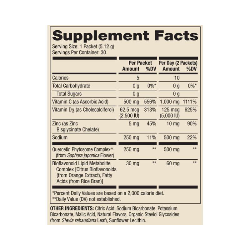 Vitamin C-PAK with Quercetin Orange Flavor 30 Servings