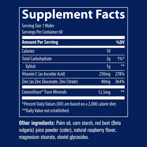 Zinc + Vitamin C Chewable Raspberry Flavor 60 Chewable Wafers