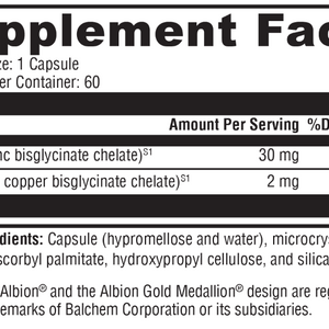 Zinc + Copper 60 Capsules