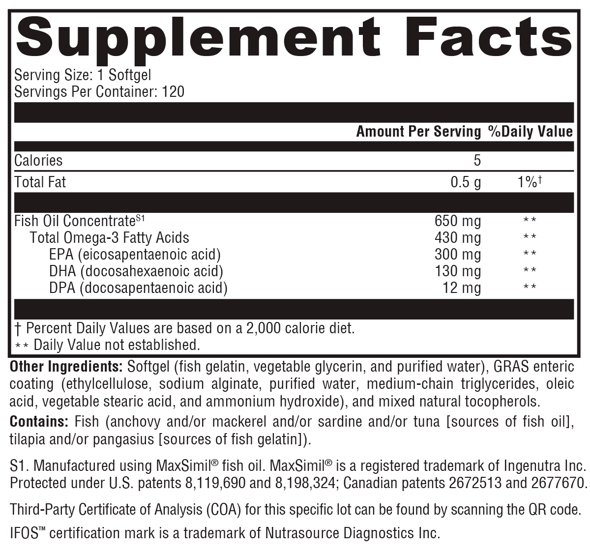 Omega MonoPure 650 EC 120 Softgels