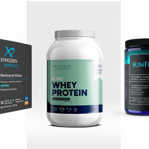 Three Product Collage - Electrolyte, SunFiber, Whey Protein